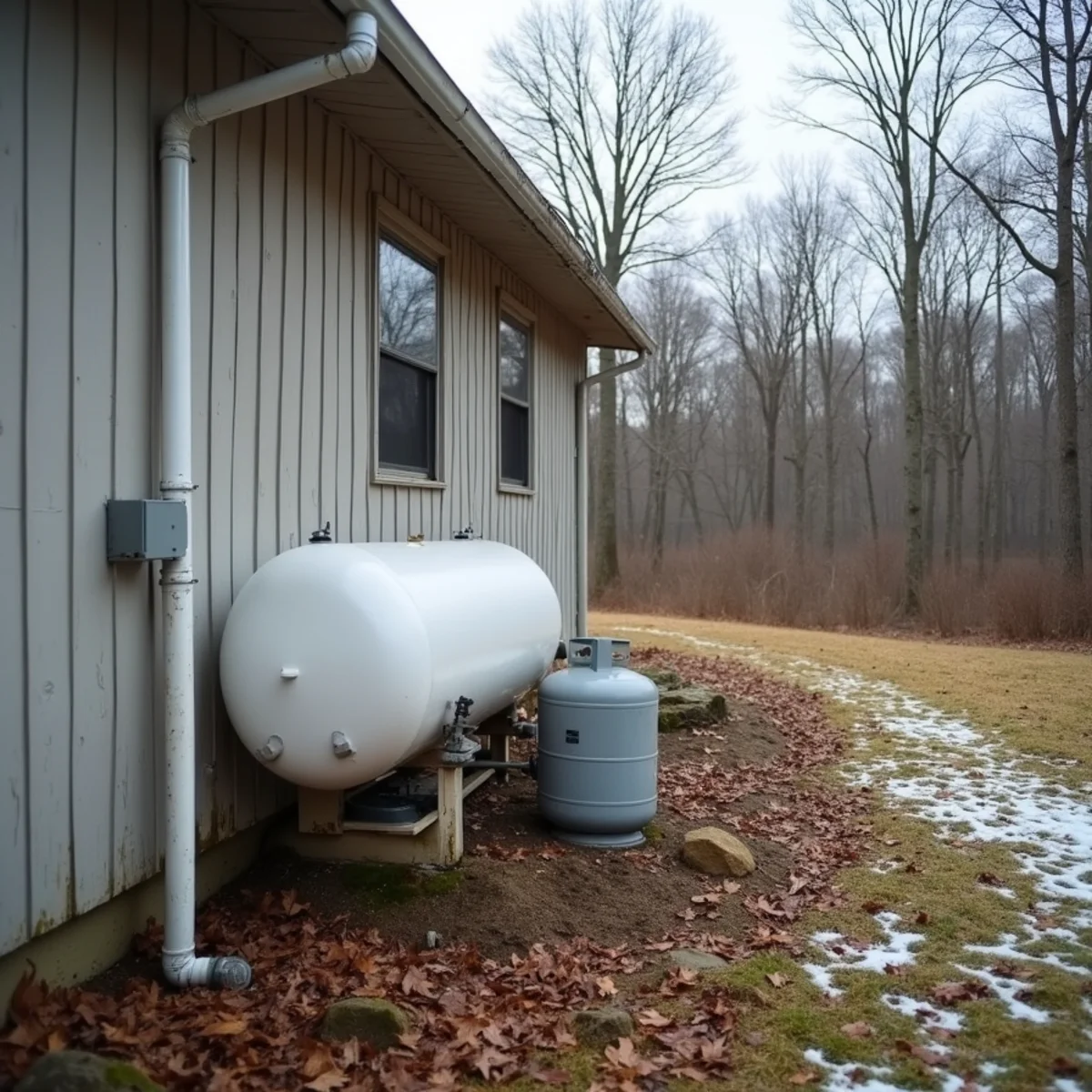 Rural New Windsor, NY home on a wooded lot with a propane tank beside the house